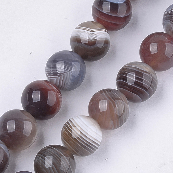

PandaHall Natural Botswana Agate Beads Strands, Round, 10mm, Hole: 1mm, about 18~20pcs/strand, 7.4 inch Botswana Agate Round