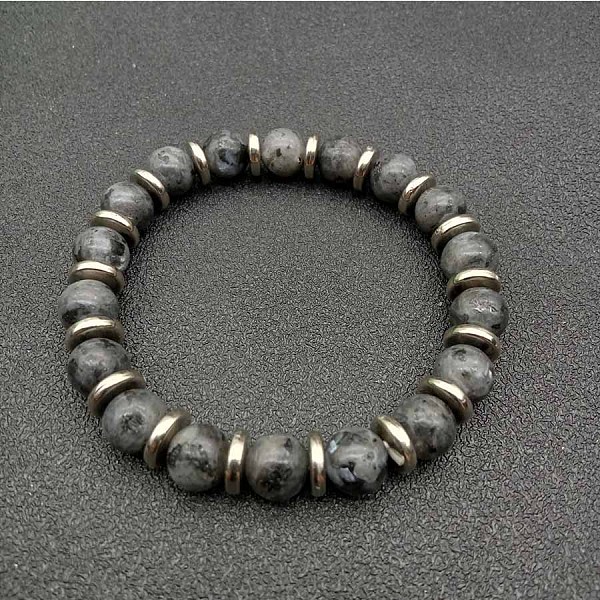 Braccialetti Elasticizzati Rotondi Con Perline Di Labradorite Naturale Per Donna Uomo