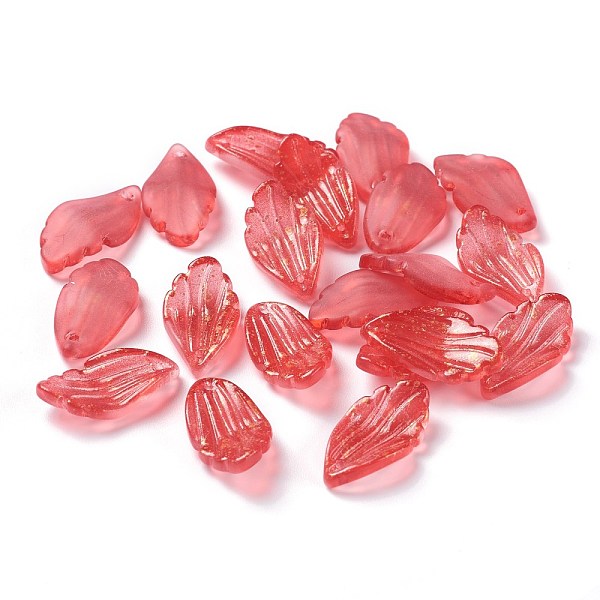 

PandaHall Frosted Glass Pendants, with Gold Foil, Petaline, Red, 22x12x5mm, Hole: 1mm Glass Petaline Red