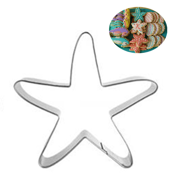 PandaHall 304 Stainless Steel Cookie Cutters, Cookies Moulds, DIY Biscuit Baking Tool, Starfish/Sea Stars, Stainless Steel Color, 84x74mm...
