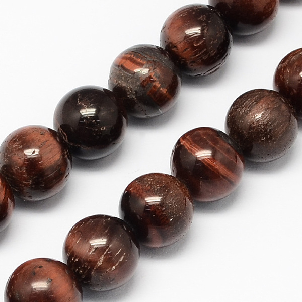 

PandaHall Natural Red Tiger Eye Stone Bead Strands, Dyed, Round, 6mm, Hole: 1mm, about 63pcs/strand, 14.9 inch Tiger Eye Round Brown