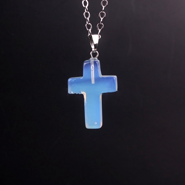

PandaHall Opalite Pendants, with Platinum Tone Brass Findings, Cross, 25x18mm Opalite Cross