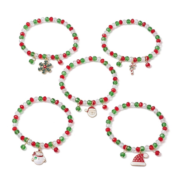 Weihnachtsthema Legierung Emaille Charms Armbänder