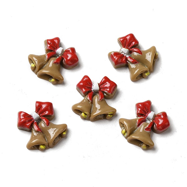 

PandaHall Christmas Opaque Resin Cabochons, Christmas Bell with Red Bowknot, Camel, 20x19x5mm Resin Bell Brown