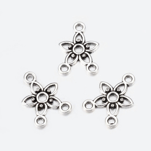 

PandaHall Chandelier Component Links, 3 Loop Connectors, Lead Free and Cadmium Free, Alloy, Star, Antique Silver, about 17.5mm long, 12mm...