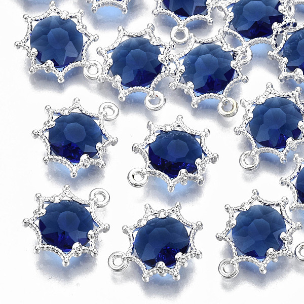 

PandaHall Faceted Glass Pendants, with Eco-Friendly Alloy Findings, Cadmium Free & Nickel Free & Lead Free, Faceted, Flower, Silver, Blue...