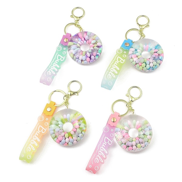 

PandaHall Luminous Donut Acrylic Pendant Keychain, Glow in the Dark, Liquid Quicksand Floating Handbag Accessories, with Alloy Findings..., Multicolor