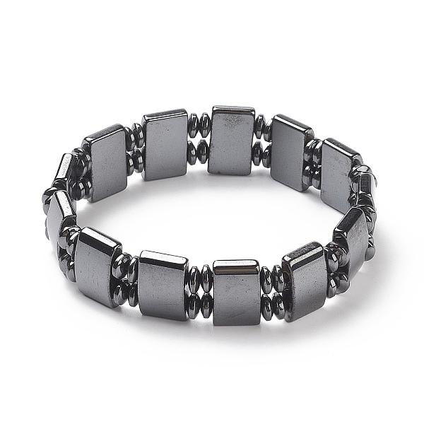 

PandaHall Fashionable Magnetic Synthetic Hematite Stretchy Bracelets, Black, 72mm Hematite Black