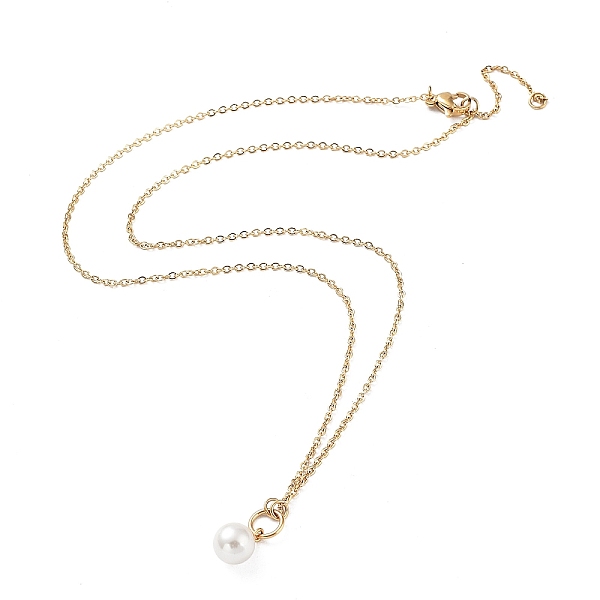 

PandaHall 304 Stainless Steel with Plastic Bead Necklaces, Real 18K Gold Plated, 17.72 inch(45cm) 304 Stainless Steel