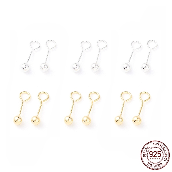 

PandaHall 925 Sterling Silver Stud Earring Findings, Ball, Mixed Color, 17x4mm, Hole: 3.4mm, Pin: 0.7mm Sterling Silver