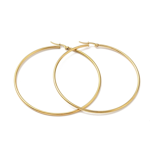 

PandaHall Vacuum Plating 201 Stainless Steel Big Hoop Earrings for Women, with 304 Stainless Steel Pins, Golden, 70x2mm, Pin: 0.6mm 201...