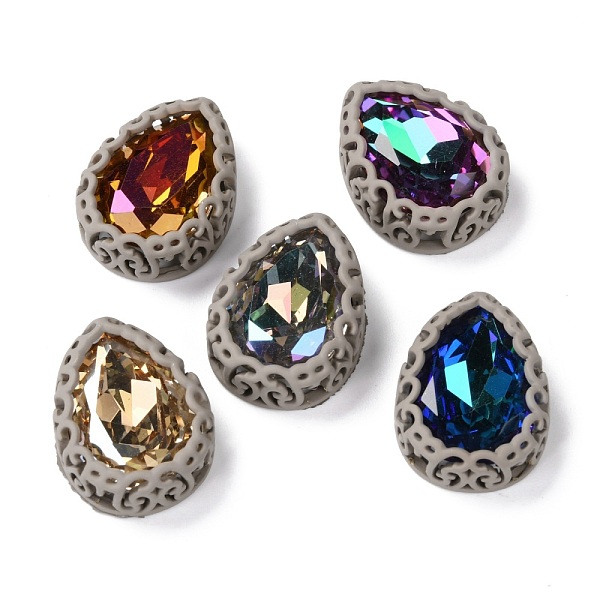 

PandaHall Sew on Rhinestone, Glass Rhinestone, with Brass Findings, Garments Accessories, Teardrop, Mixed Color, Gray, 21x16x7.5mm, Hole...
