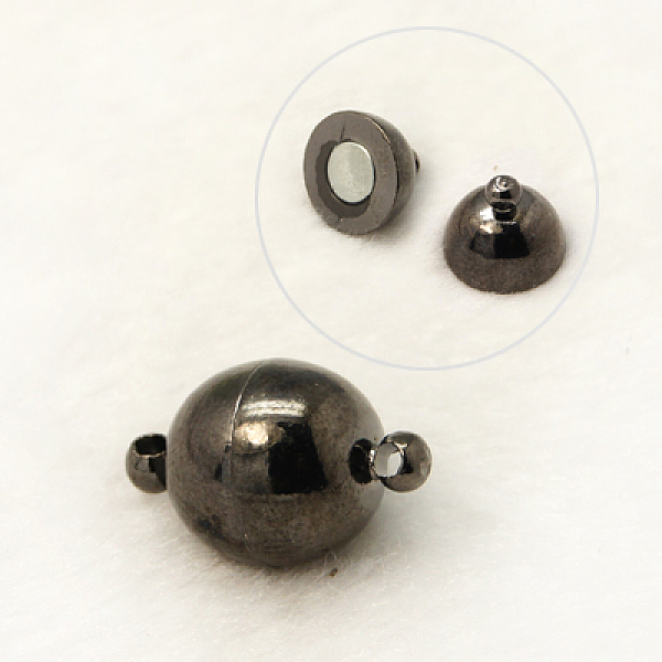 

PandaHall Brass Magnetic Clasps, Round, Gunmetal, 14x8mm, Hole: 1.5mm Brass Round