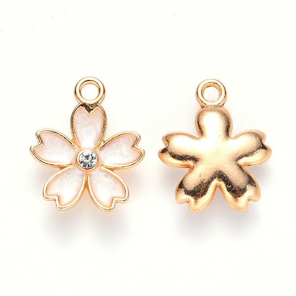 

PandaHall Alloy Enamel Pendants, with Crystal Rhinestone, Sakura Flower, Light Gold, Wheat, 17x14x3mm, Hole: 1.8mm Alloy Rhinestone+Enamel..., Orange