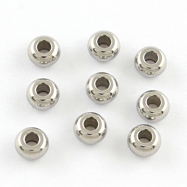 

PandaHall 201 Stainless Steel Rondelle Spacer Beads, Stainless Steel Color, 5x3mm, Hole: 2mm 201 Stainless Steel Rondelle