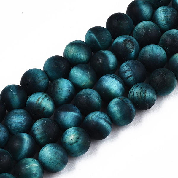 

PandaHall Natural Tiger Eye Beads Strands, Frosted, Dyed & Heated, Round, Cadet Blue, 8mm, Hole: 1mm, about 48pcs/strand, 15.55 inch(39.5cm)...