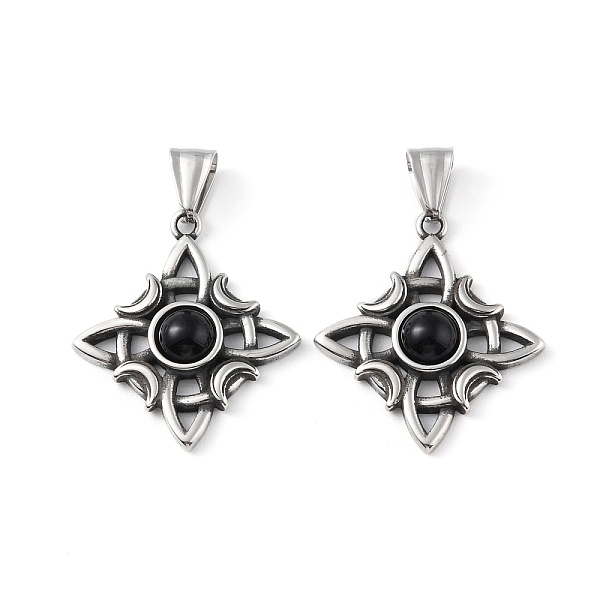

PandaHall 304 Stainless Steel Pendants, with 201 Stainless Steel Snap on Bail, Acrylic, Rhombus with Moon Charm, Antique Silver, 34.5x30x6mm...