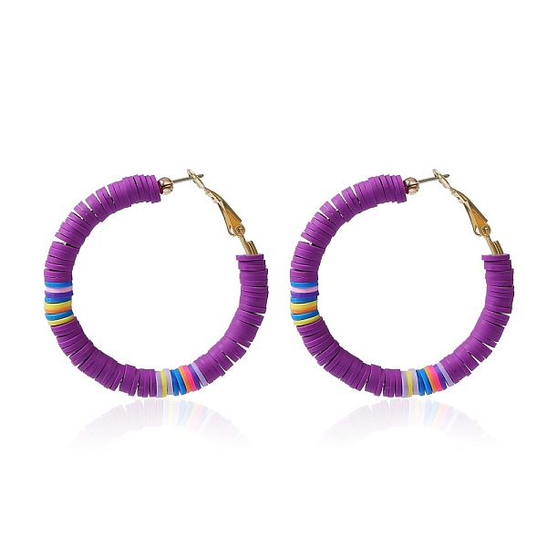

PandaHall Bohemia Style Colorful Clay Beads Hoop Earrings, Ring Other
