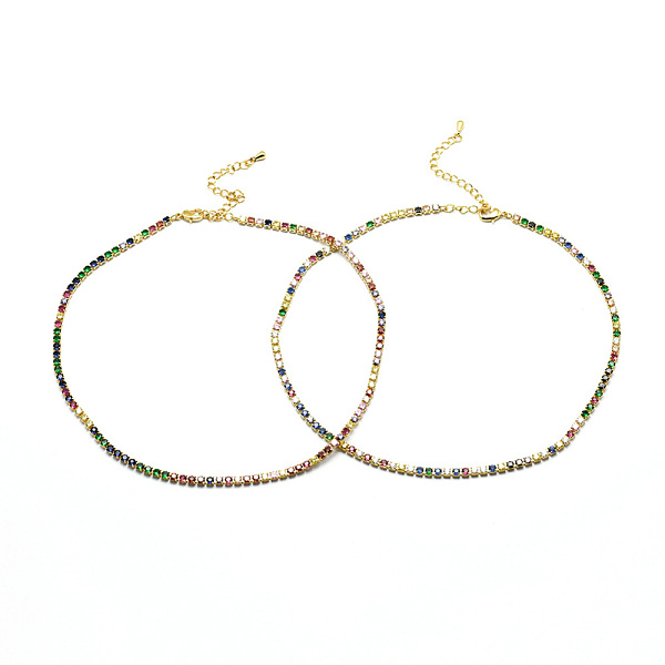 

PandaHall Brass Tennis Necklaces, with Cubic Zirconia Cup Chains and Lobster Claw Clasps, Golden, 14.37 inch(36.5cm) Brass