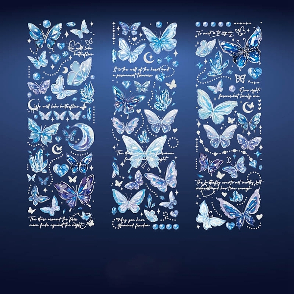 

PandaHall 3 Sheets Hot Stamping PVC Waterproof Decorative Stickers, Self-adhesive Butterfly Decals, for DIY Scrapbooking, Royal Blue...