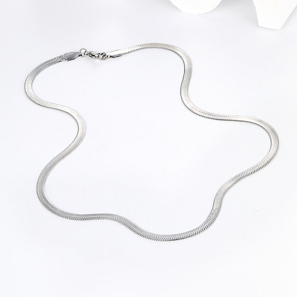 

PandaHall Stainless Steel Herringbone Chain Necklace for Women, Stainless Steel Color, 17-3/4 inch(45cm) Stainless Steel