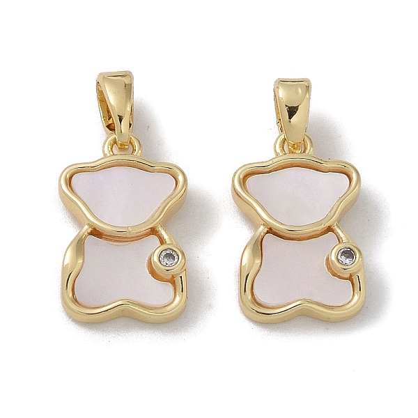 

PandaHall Brass & Shell & Clear Cubic Zirconia Pendants, Bear Charms, Real 18K Gold Plated, 15x9.5x3mm, Hole: 2.5x4mm Brass+Cubic...