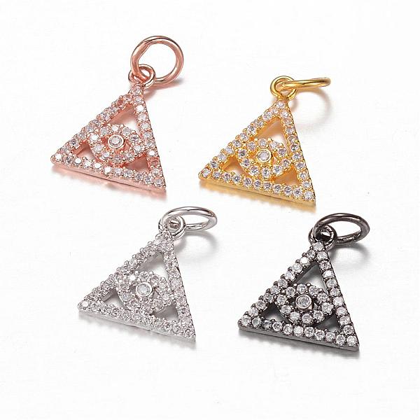 

PandaHall Brass Micro Pave Cubic Zirconia Charms, Eye of Providence, Mixed Color, 14x13x2.5mm, Hole: 4mm Brass+Cubic Zirconia Triangle Clear