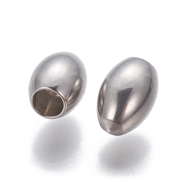 

PandaHall 201 Stainless Steel Cord Ends, Rice, Stainless Steel Color, 7x5mm, Hole: 2.5mm 201 Stainless Steel