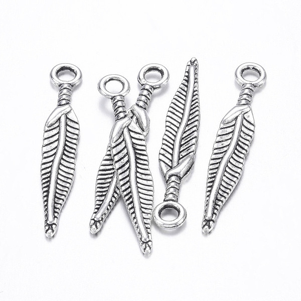 

PandaHall Tibetan Style Pendants, Lead Free & Cadmium Free, Feather, Antique Silver, about 5mm wide, 29mm long, hole: 2mm Alloy Feather