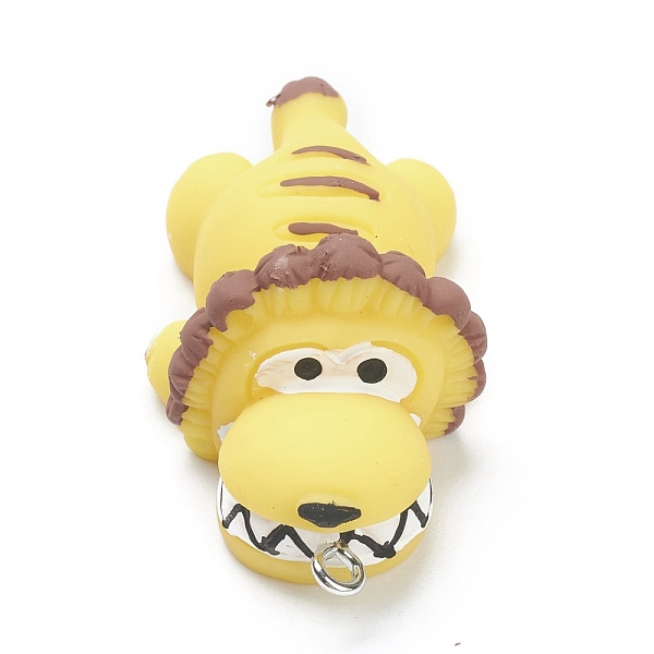 

PandaHall Opaque Resin Big Pendants, with Platinum Plated Iron Findings, Lion, Yellow, 57x28x22.5mm, Hole: 2mm Iron+Resin Lion Yellow