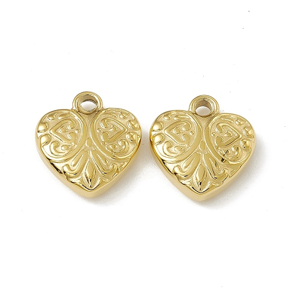 

PandaHall Vacuum Plating 201 Stainless Steel Pendants, Heart Charm, Real 18K Gold Plated, 16x15x4.5mm, Hole: 2mm 201 Stainless Steel Heart