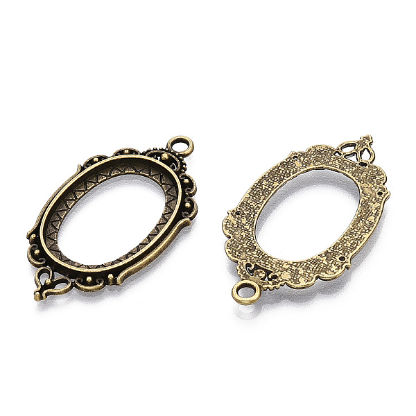 

PandaHall Zinc Alloy Link Cabochon Settings, Bezel Open Back Settings, Cadmium Free & Lead Free, Oval, Antique Bronze, 42.5x23.5x2mm, Hole...