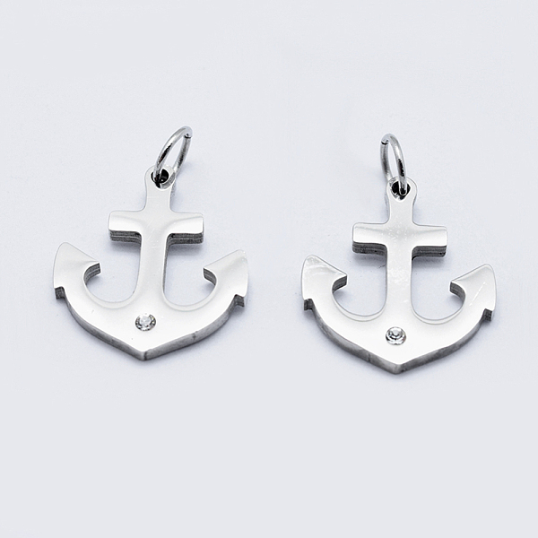 

PandaHall 316 Surgical Stainless Steel Micro Pave Clear Cubic Zirconia Pendants, Long-Lasting Plated, Anchor, Stainless Steel Color...
