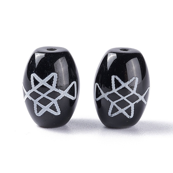 

PandaHall Tibetan Style dZi Beads, Natural Agate Beads, Dyed & Heated, Oval, Flower Pattern, 13.5x10mm, Hole: 1.2mm Tibetan Agate Oval