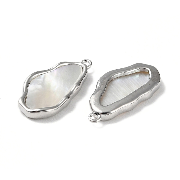 

PandaHall Natural White Shell Pendants, Brass Nuggets Charms, Platinum, 22x11x2.5mm, Hole: 1.4mm White Shell Nuggets