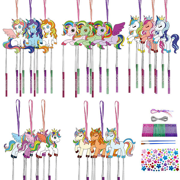 

PandaHall CHGCRAFT 15Set Fairy HorsePainting Wooden Wind Chime Horse Wind Chime Kit Wooden Arts and Crafts for DIY Paint Art Activity for..., Multicolor
