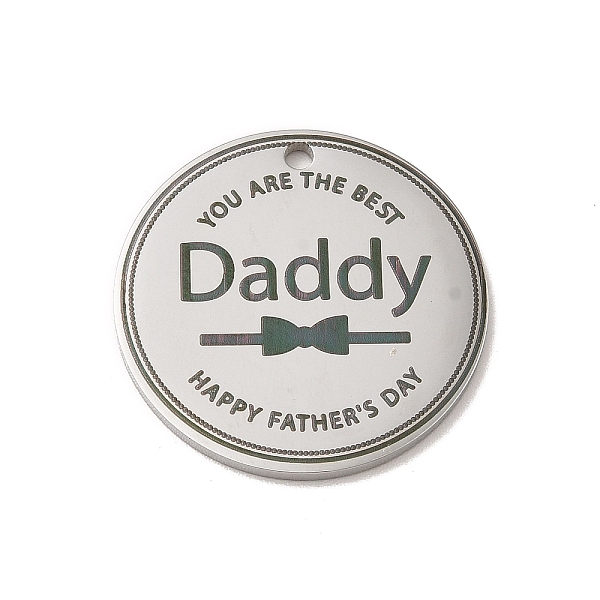 

PandaHall Father's Day Theme 304 Stainless Steel Pendants, Flat Round with Word Daddy, Stainless Steel Color, 25x1.5mm, Hole: 1.6mm 304...