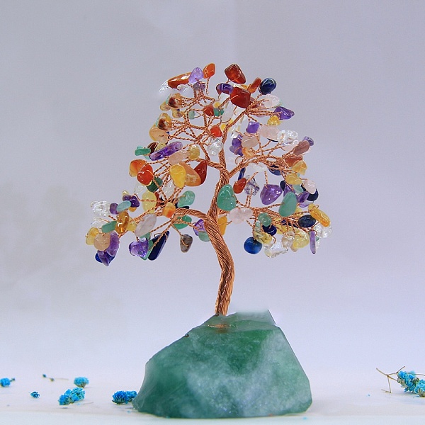 

PandaHall Natural Gemstone Display Decoration, Undyed, with Brass Wire, for Home Desk Decorations, Tree of Life, 50~60x120~150mm Mixed Stone...