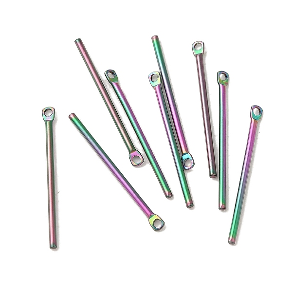 

PandaHall Ion Plating(IP) 304 Stainless Steel Pendants, Bar Charm, Rainbow Color, 25x2x1.2mm, Hole: 1mm 304 Stainless Steel Others
