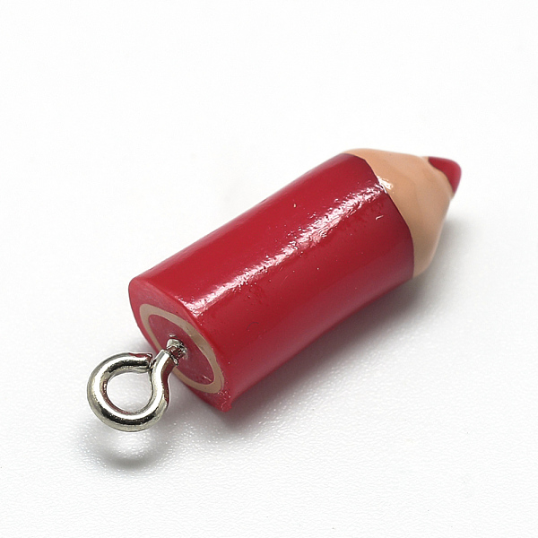 

PandaHall Resin Pendants, with Iron Findings, Crayon, Red, 23~25x7.5mm, Hole: 1.8mm Iron+Resin Red