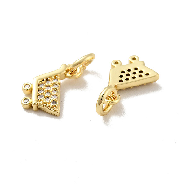 

PandaHall Shopping Cart Brass Micro Pave Clear Cubic Zirconia Charms, with Jump Rings, Cadmium Free & Lead Free, Golden, 9.5x10x2mm, Hole...
