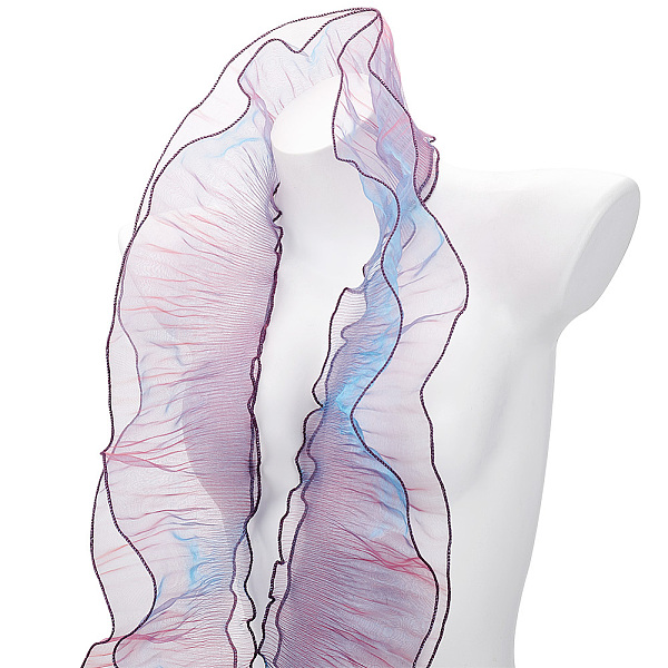 Plissiertes Spitzenbesatzband Aus Polyester In Meerjungfrau-Farbe