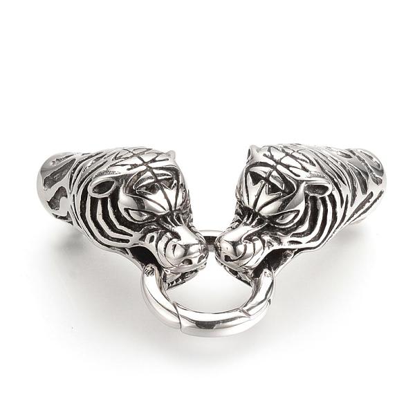 

PandaHall 304 Stainless Steel Spring Gate Rings, O Rings, with Two Cord End Caps, Tiger, Antique Silver, 74x16x22mm 304 Stainless Steel