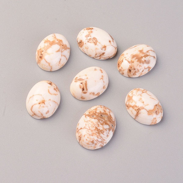 

PandaHall Natural Magnesite Cabochons, Dyed, Oval, Beige, 16x12x6mm Magnesite Oval Yellow
