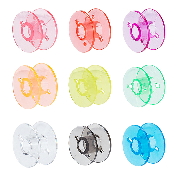 

PandaHall BENECREAT 90 Clear Plastic Bobbins 9 Colors Acrylic Sewing Machine Bobbins, Colored Sewing Thread Clips, Sewing Embroidery Bobbins..., Multicolor