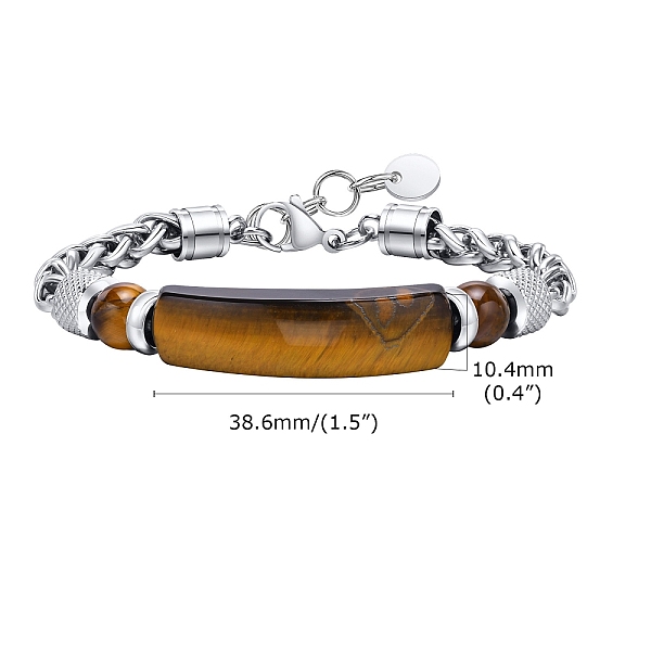 Natural Tiger Eye Curved Bar Link Bracelet