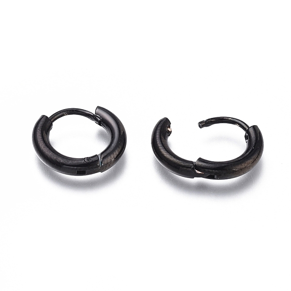 

PandaHall 304 Stainless Steel Huggie Hoop Earrings, Hypoallergenic Earrings, Thick Hoop Earrings, Ring, Gunmetal, 10 Gauge, 13x12x2.5mm, Pin...