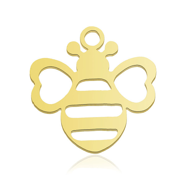 

PandaHall 201 Stainless Steel Pendants, Bees, Real 18K Gold Plated, 13x13x1mm, Hole: 1.5mm 201 Stainless Steel Bees
