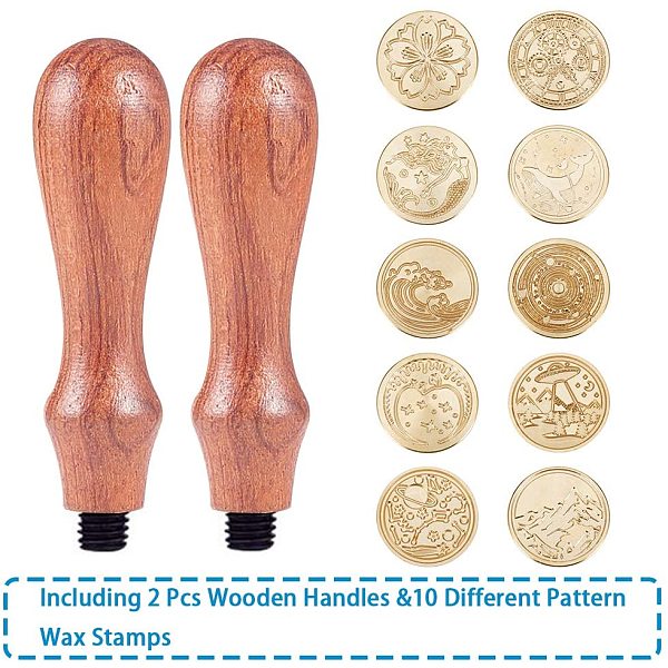 

PandaHall CRASPIRE DIY Scrapbook, Brass Wax Seal Stamp Head, Theme of Universe, Golden Brass