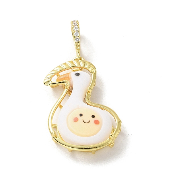 

PandaHall Opaque Resin Pendants, Large Hole Pendant, with Real 18K Gold Plated Brass Findings & Clear Cubic Zirconia, Cadmium Free & Lead..., White